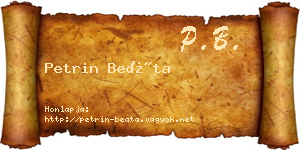 Petrin Beáta névjegykártya